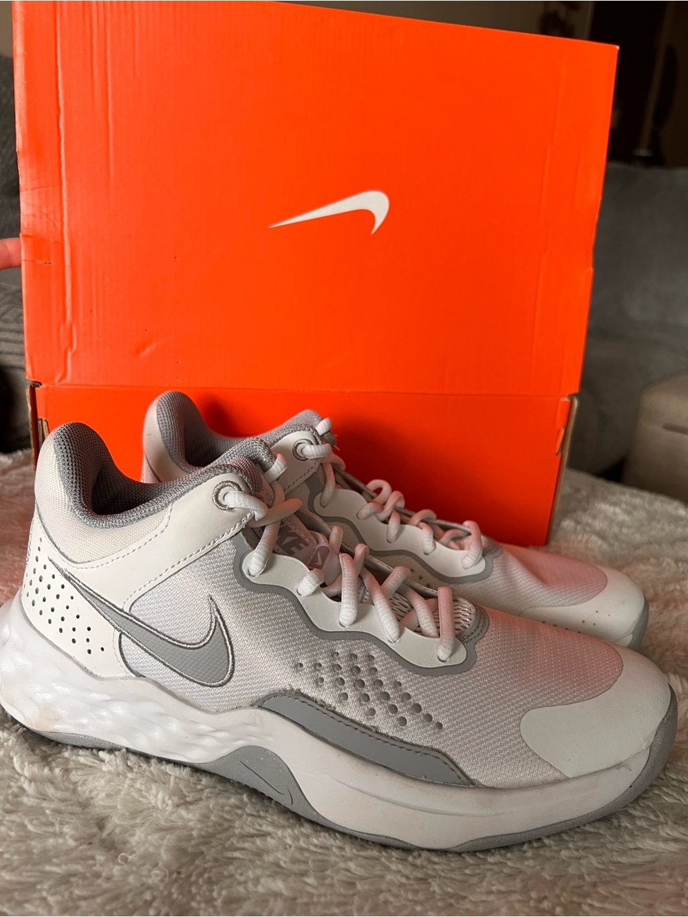 Nike Fly.By Mid 3- White and Gray Athletic Sneakers